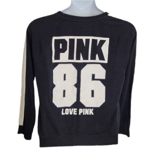 VS PINK sweatshirt crew neck spellout back graphic long sleeve L - Picture 3 of 10